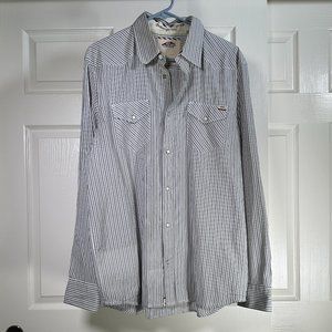 Vans Off The Wall Long Sleeve Button Down Striped Shirt - Large